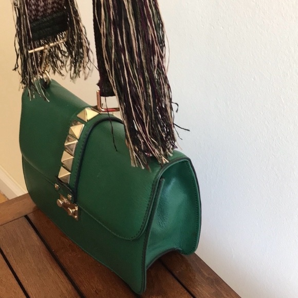 Valentino B-Rockstud in Emerald Green with boho fringe Strap - Picture 3 of 5